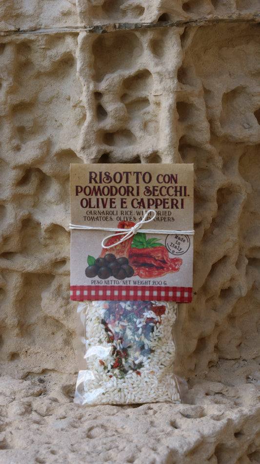 Risotto mit getrockneten Tomaten, Oliven und Kapern - Risotto con Pomodori Secchi, Olive e Capperi 200g