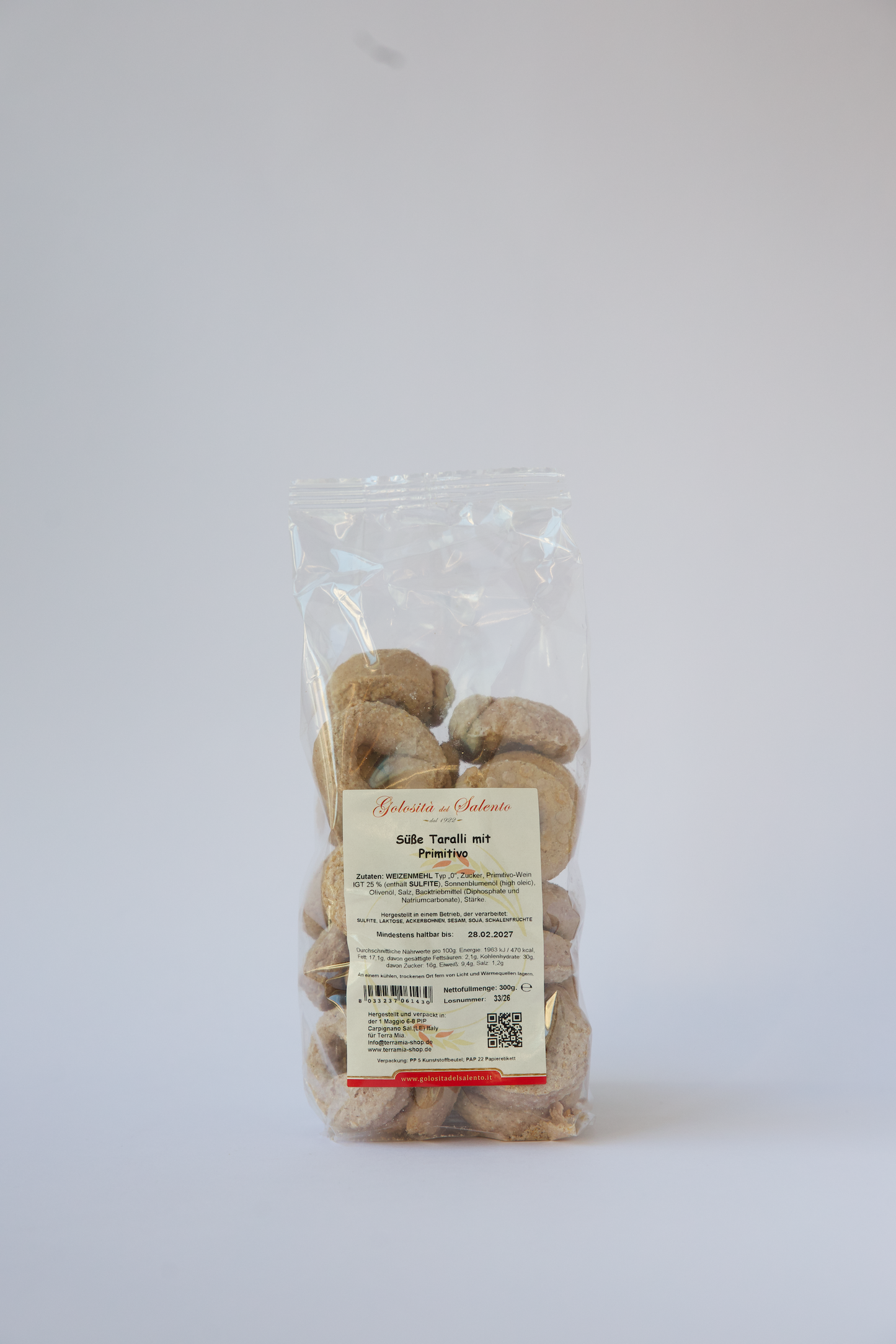 Süße Taralli mit Primitivo Wein – Taralli dolci Primitivo 300g