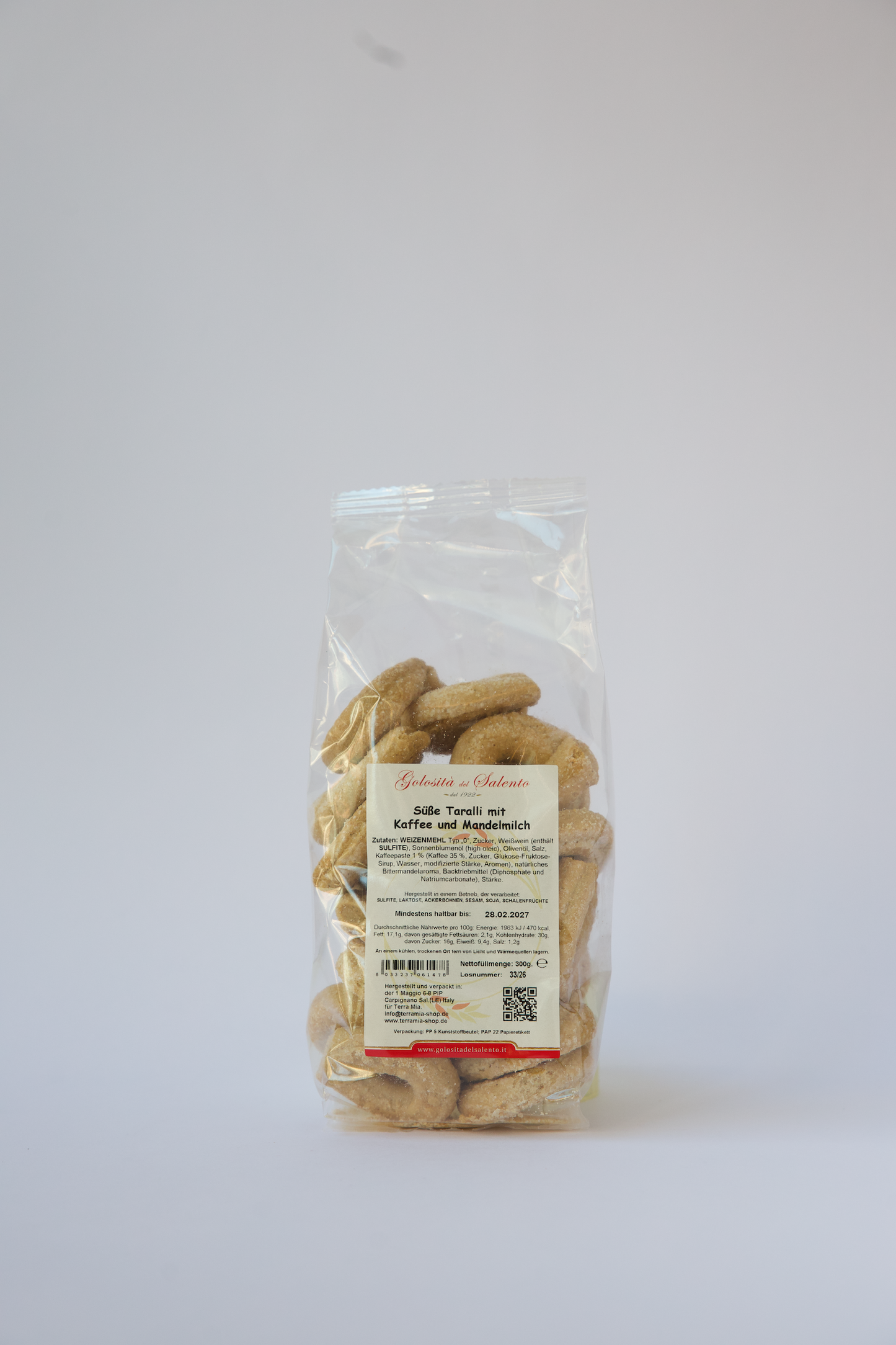 Süße Taralli mit Kaffee und Mandelmilch - Taralli dolci al caffe' e latte di mandorla 300 g