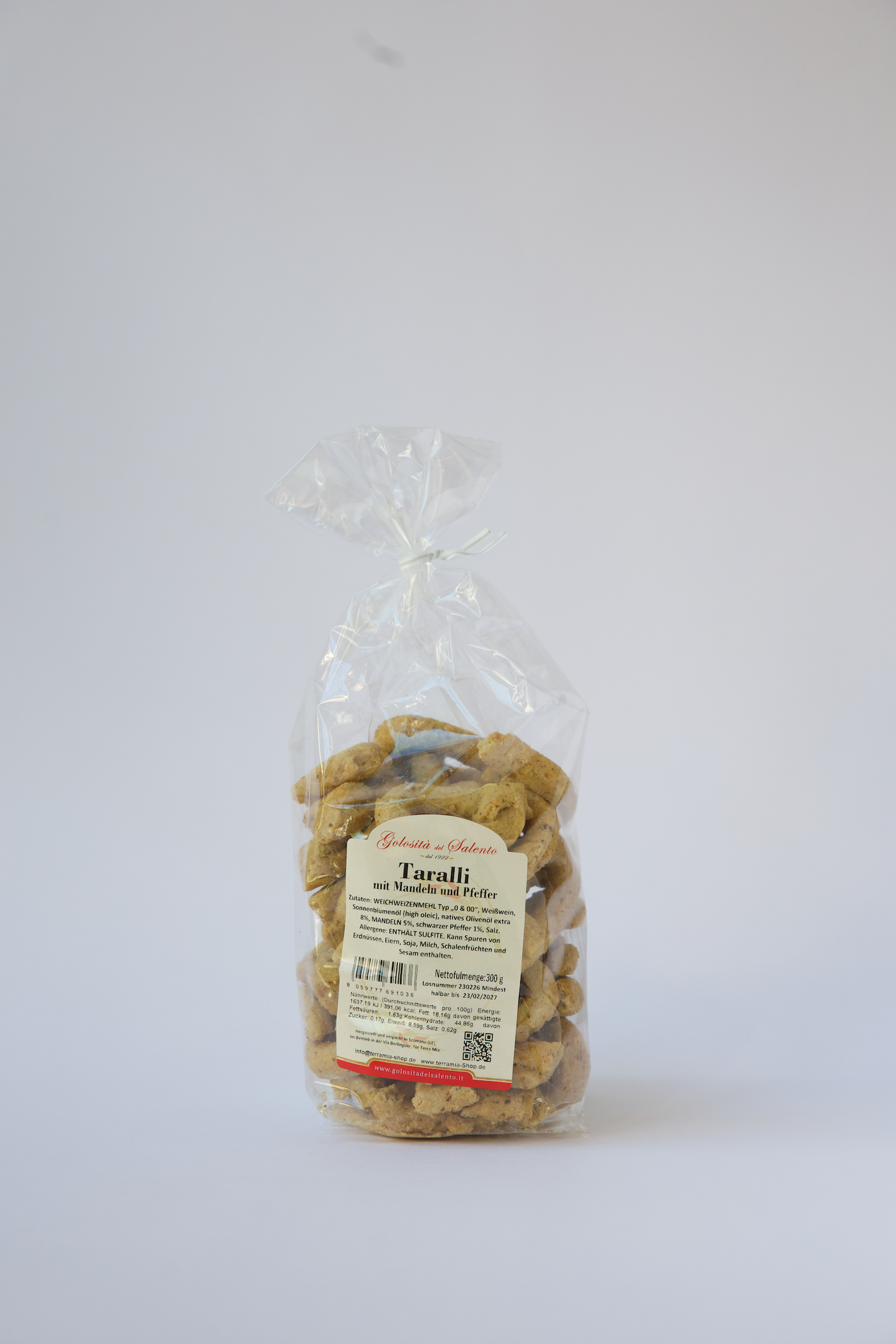 Taralli mit Mandeln und Pfeffer - Taralli Mandorla e pepe 300gr