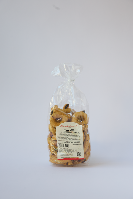 Taralli mit Rosinen und Zwiebeln – Taralli uvetta e cipolla 300g – TERRA MIA
